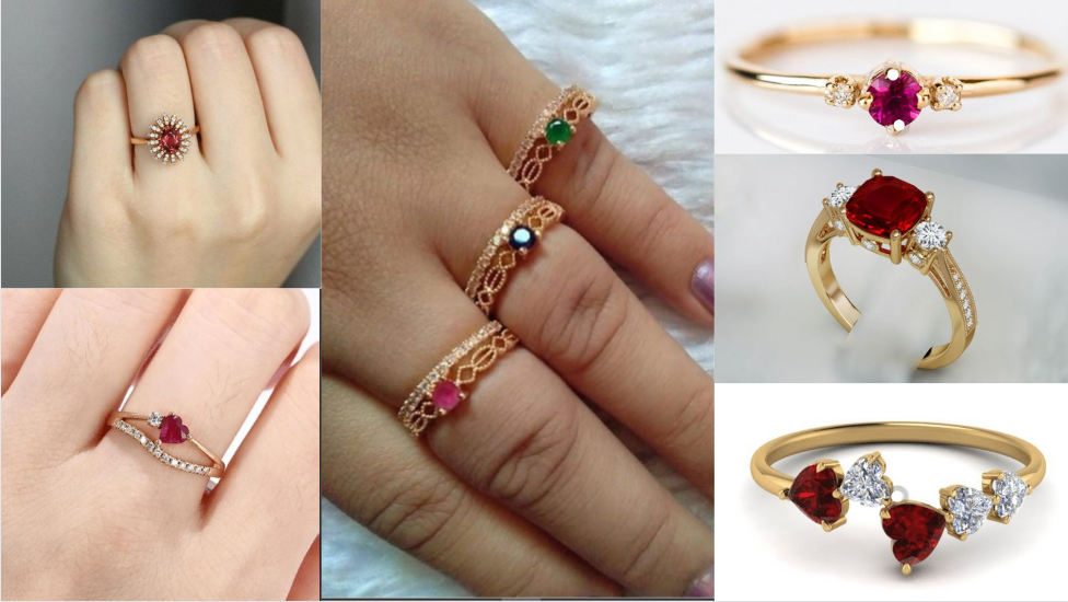 Buy Impon Finger Ring Design With Ruby Green Stone FR1293-tuongthan.vn