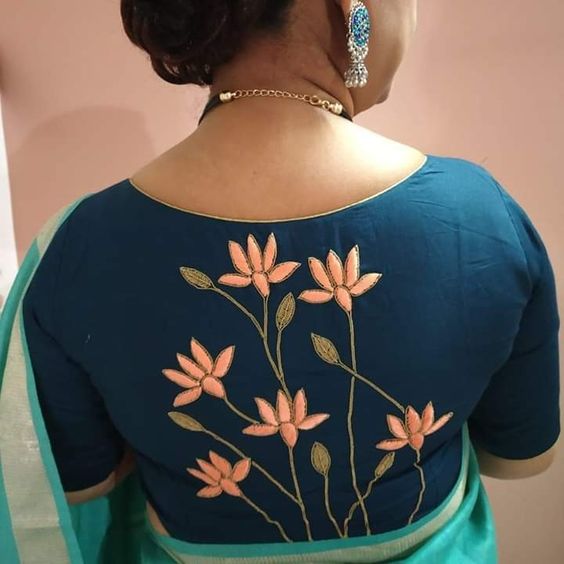 Simple Machine Embroidery Designs For Blouse Back Neck