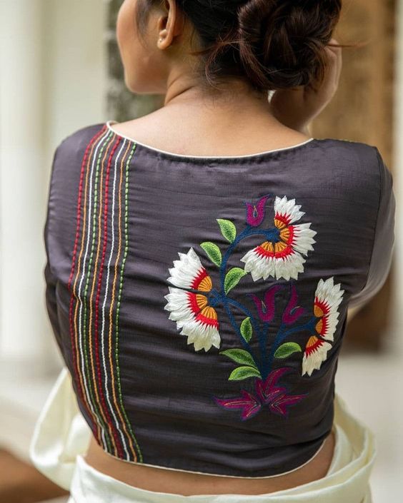 Simple Machine Embroidery Designs For Blouse Back Neck