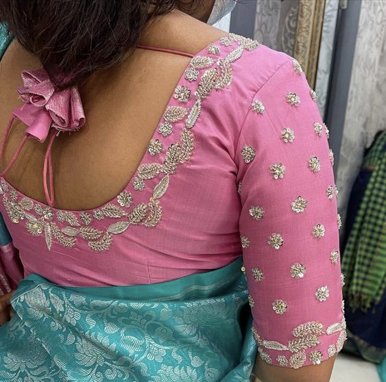 Simple Machine Embroidery Designs For Blouse Back Neck