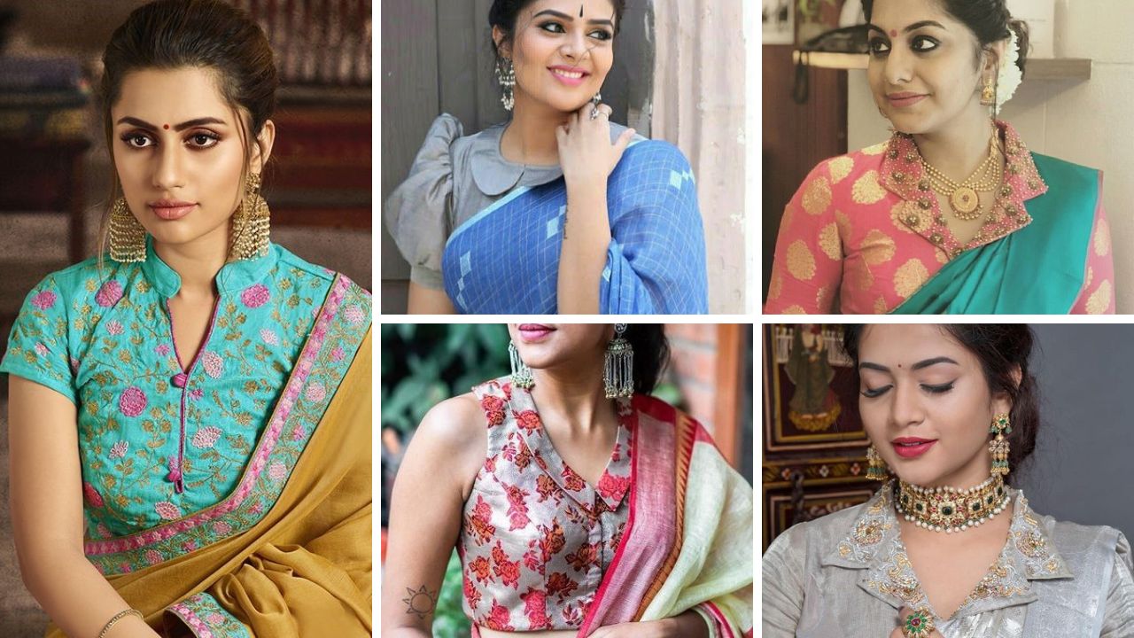 50+ Best Collar Neck Blouse Design for Saree - Fashion Qween