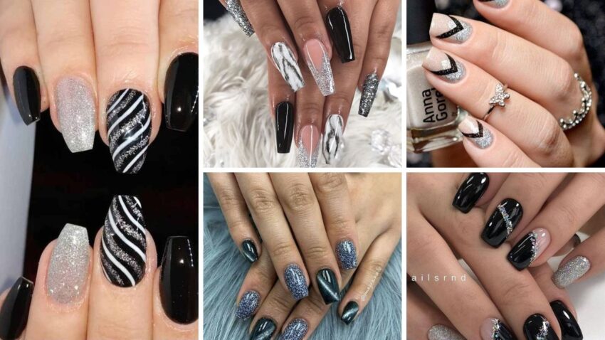 33+ Beautiful Black And Silver Nail Designs 2023