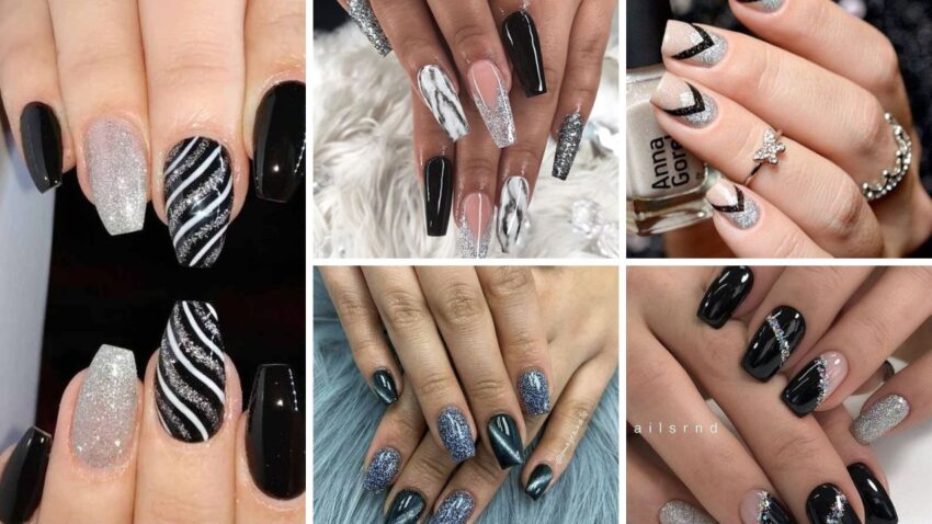 33+ Beautiful Black And Silver Nail Designs 2023