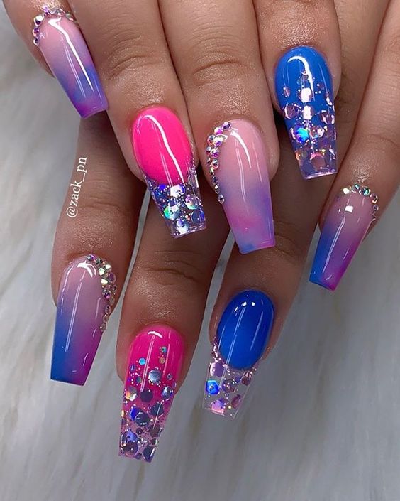 100+ Beautiful Blue And Pink Nail Designs 2023