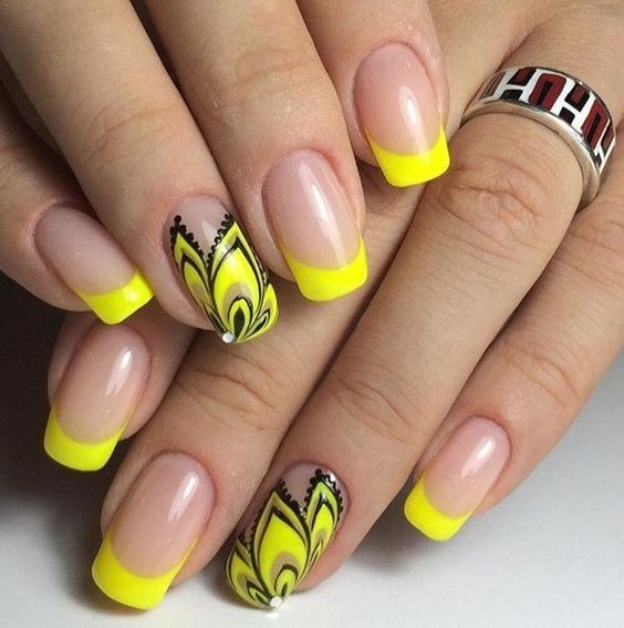 100+ Yellow And Black Nail Designs 2023