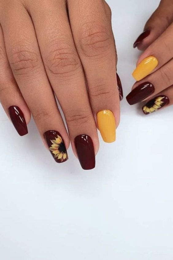 60+ Stunning Sunflower Nail Ideas | Sunflower Nail Designs 2023