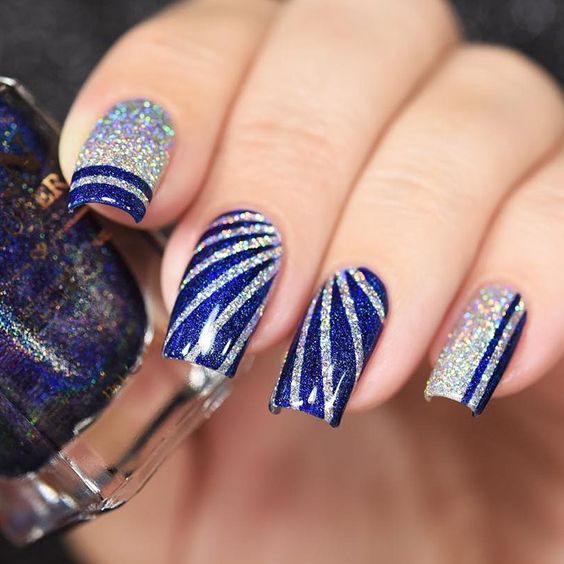 100+ Beautiful Blue And Silver Nail Designs 2023