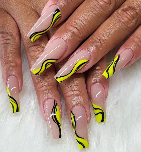 100+ Yellow And Black Nail Designs 2023