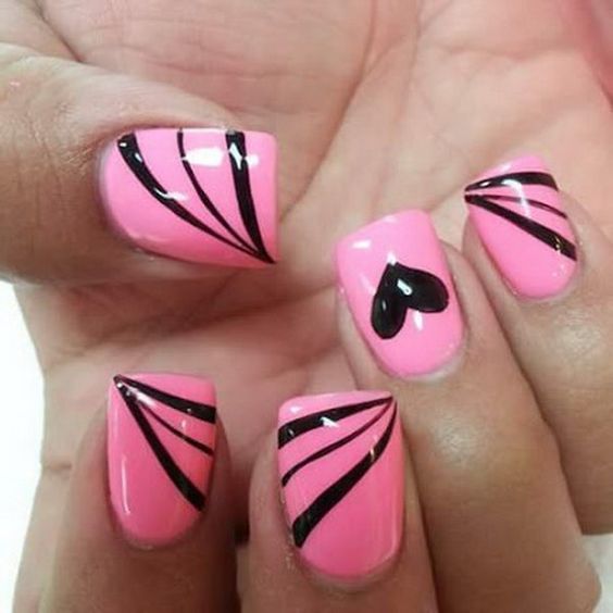 100+ Beautiful Black And Pink Nail Designs 2023