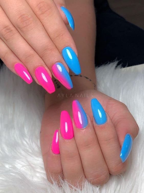 100+ Beautiful Blue And Pink Nail Designs 2023