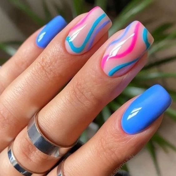 100+ Beautiful Blue And Pink Nail Designs 2023