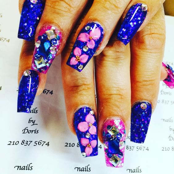 100+ Beautiful Blue And Pink Nail Designs 2023