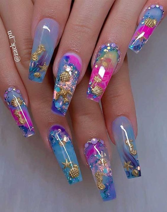 100+ Beautiful Blue And Pink Nail Designs 2023