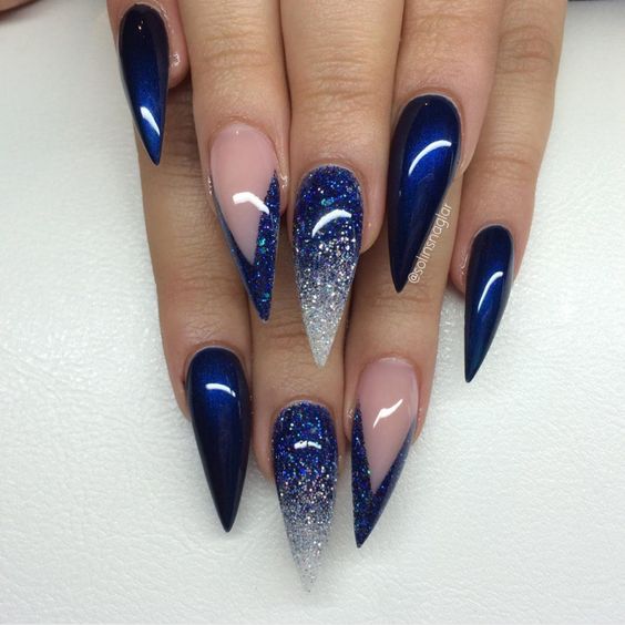 100+ Beautiful Blue And Silver Nail Designs 2023