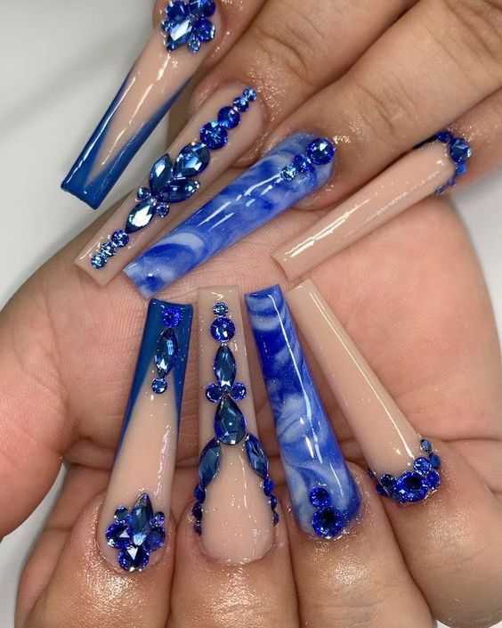 100+ Beautiful Blue Acrylic Nails 2023