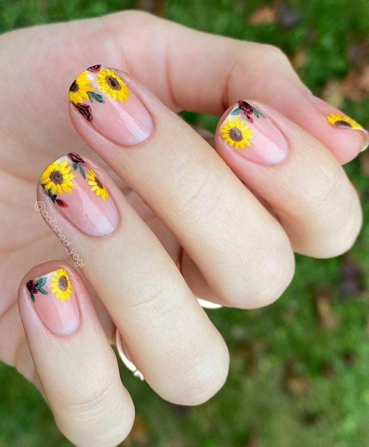 60+ Stunning Sunflower Nail Ideas | Sunflower Nail Designs 2023