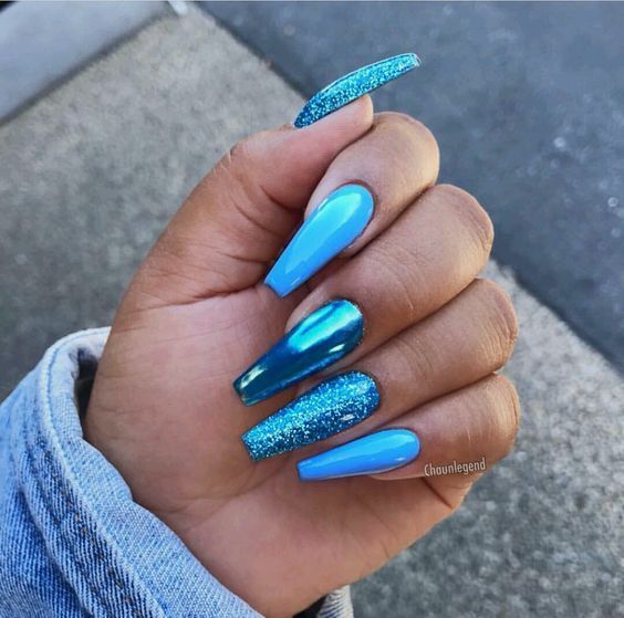 100+ Beautiful Blue Acrylic Nails 2023