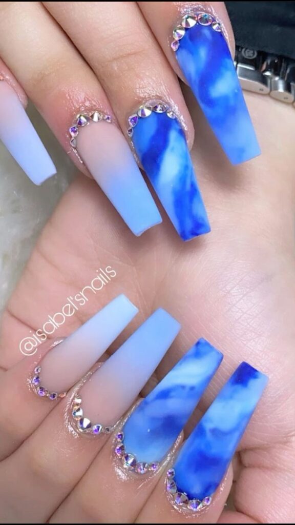 100+ Beautiful Blue Acrylic Nails 2023