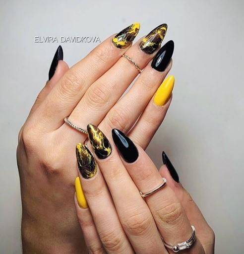 100+ Yellow And Black Nail Designs 2023