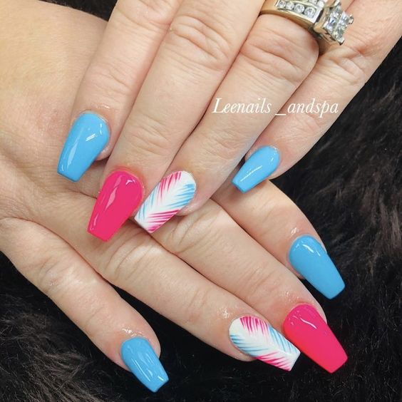 100+ Beautiful Blue And Pink Nail Designs 2023