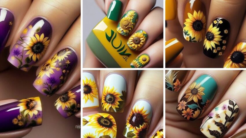 60+ Stunning Sunflower Nail Ideas | Sunflower Nail Designs 2023