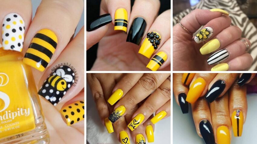 100+ Yellow And Black Nail Designs 2023