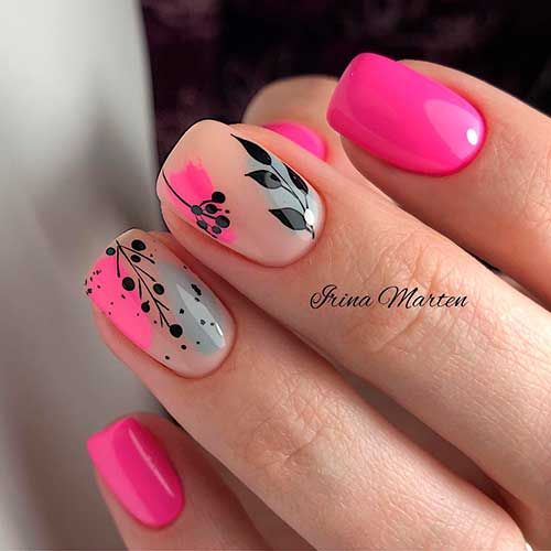 100+ Beautiful Black And Pink Nail Designs 2023