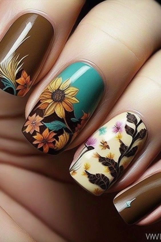 60+ Stunning Sunflower Nail Ideas | Sunflower Nail Designs 2023