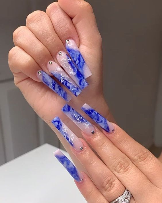 100+ Beautiful Blue Acrylic Nails 2023