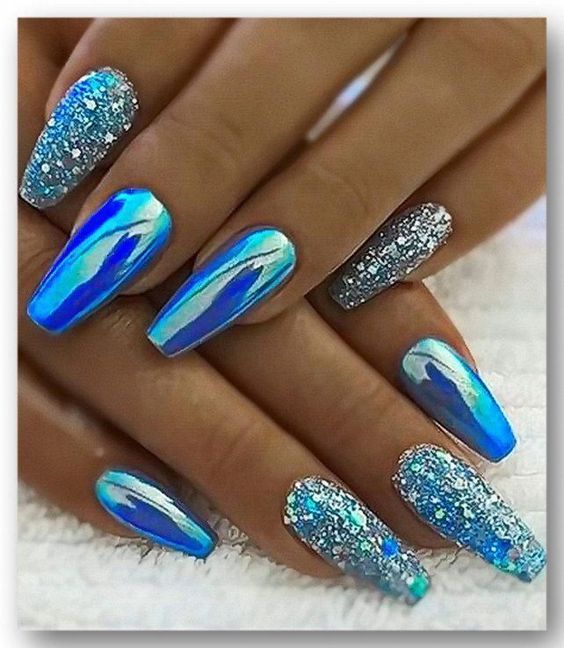 100+ Beautiful Blue Acrylic Nails 2023