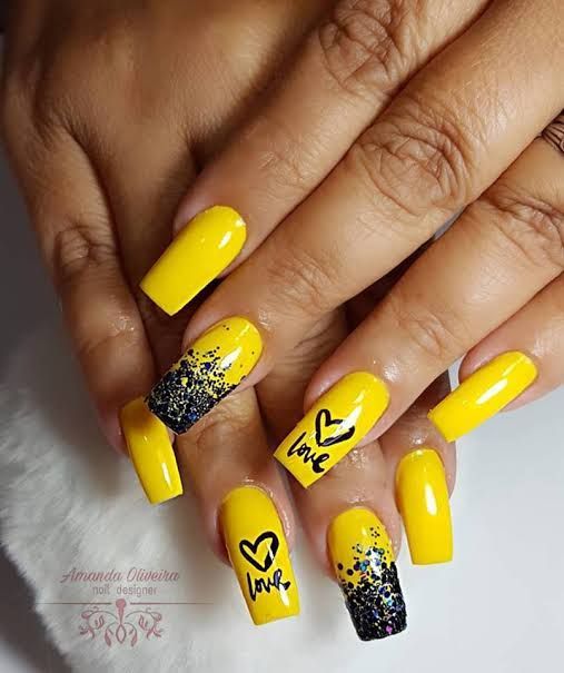 100+ Yellow And Black Nail Designs 2023