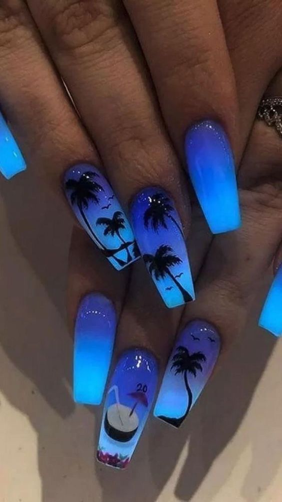 100+ Beautiful Blue Acrylic Nails 2023