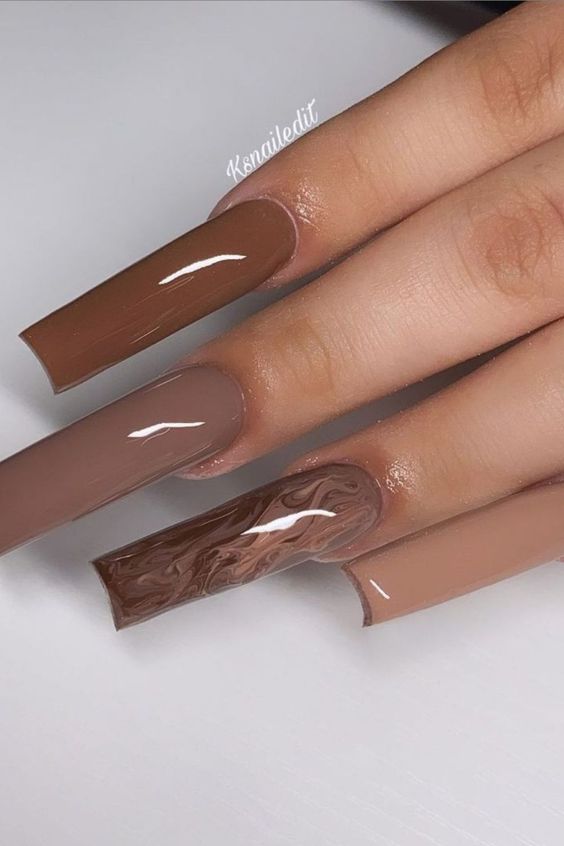 46+ Stunning Simple Brown Nail Designs 2023 | Brown Nails