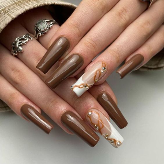 46+ Stunning Simple Brown Nail Designs 2023 | Brown Nails