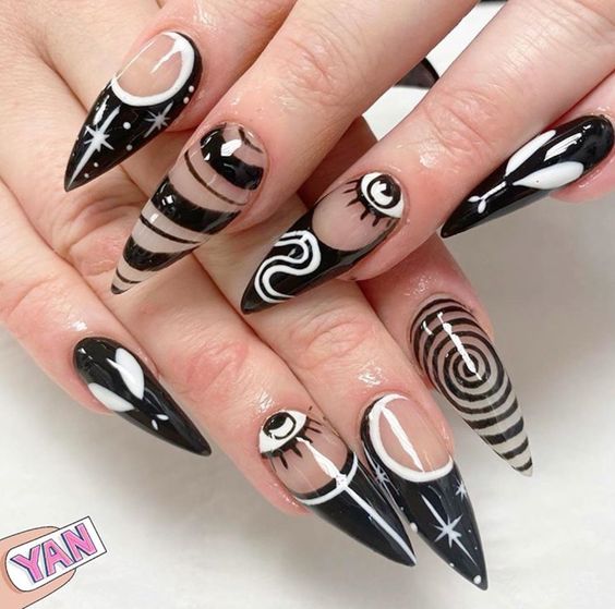 33+ Elegant Black And White Nail Designs 2023