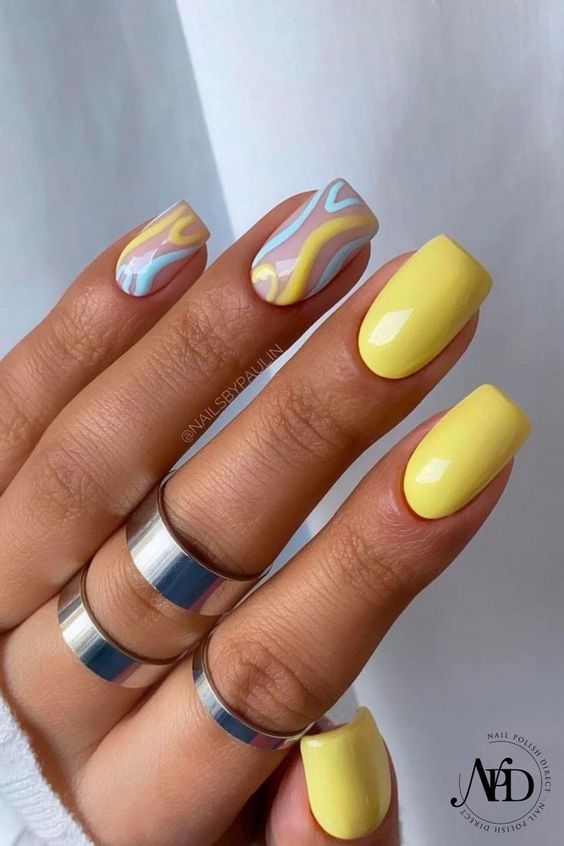 100+ Beautiful Pastel Yellow Gel Nail Polish Designs