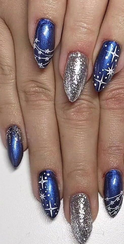 51+ Beautiful Blue And Silver Nails Designs 2023