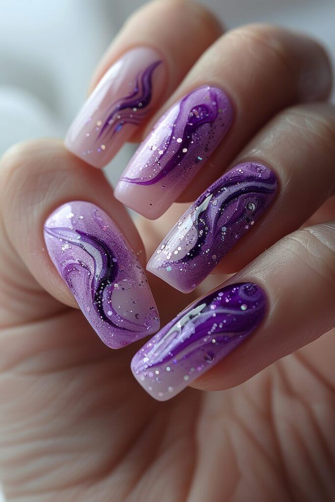 60+ Trendy Coffin Purple Nail Designs (2025)