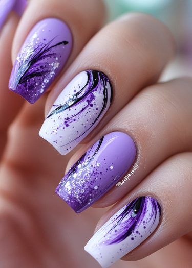 60+ Trendy Coffin Purple Nail Designs (2025)