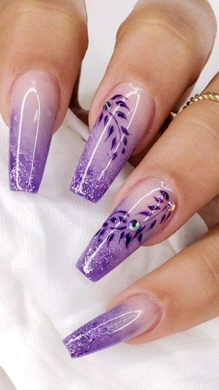 60+ Trendy Coffin Purple Nail Designs (2025)