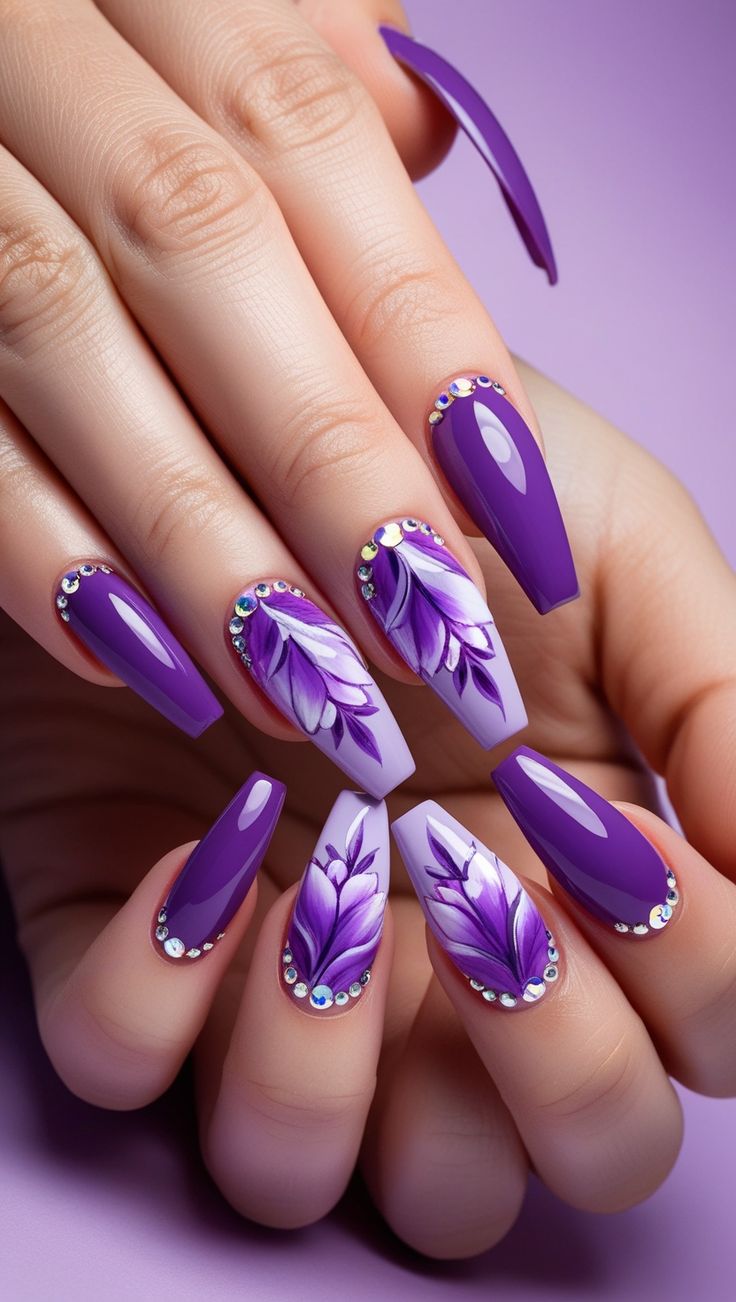 60+ Trendy Coffin Purple Nail Designs (2025)