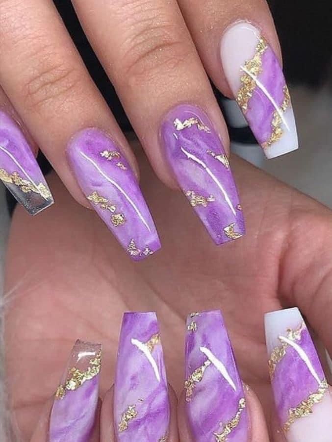 60+ Trendy Coffin Purple Nail Designs (2025)