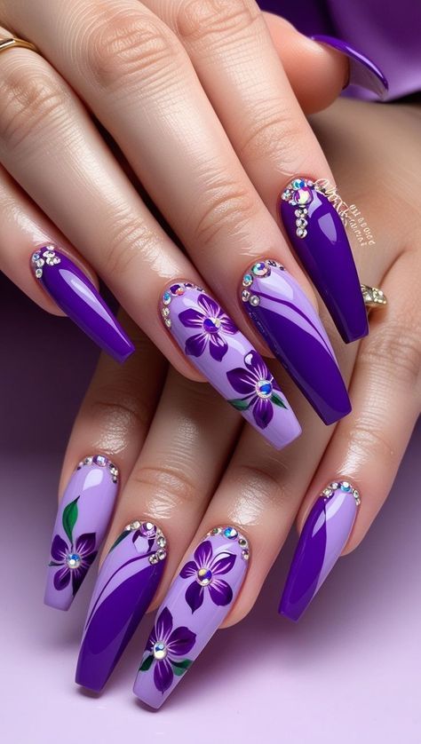 60+ Trendy Coffin Purple Nail Designs (2025)