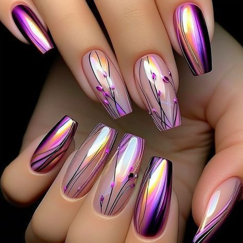 60+ Trendy Coffin Purple Nail Designs (2025)