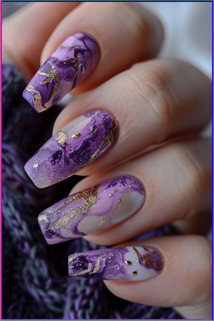 60+ Trendy Coffin Purple Nail Designs (2025)