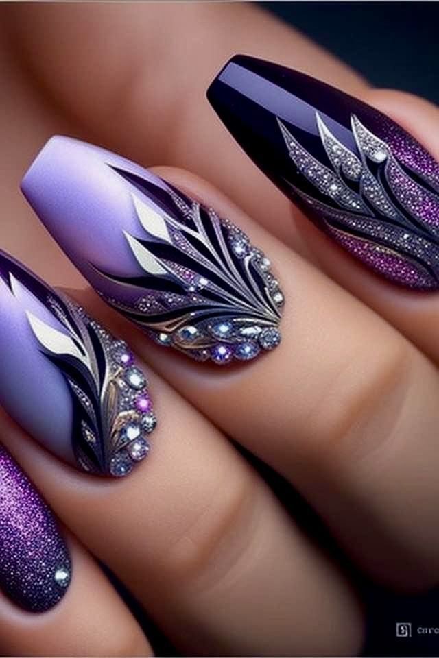 60+ Trendy Coffin Purple Nail Designs (2025)